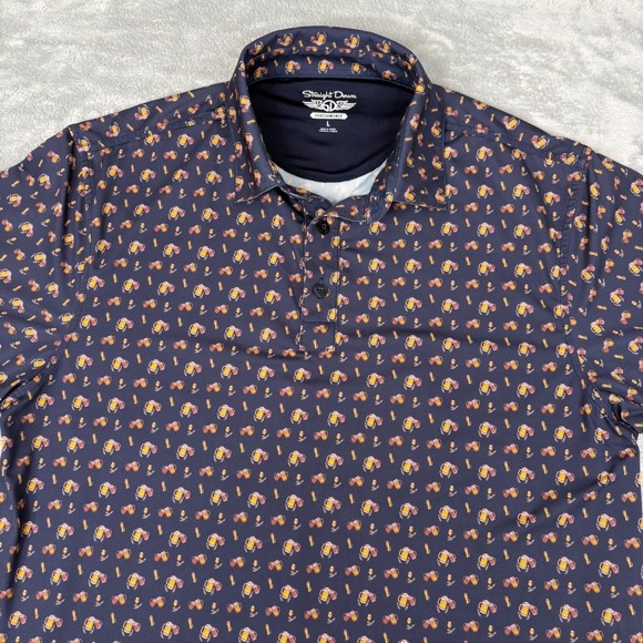 Straight Down Golf Polo Performance Beer Mug Print Mens Large Short Sleeve - Picture 2 of 13